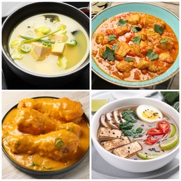 Image of Collection of different dishes with savory taste, collage