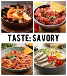 Image of Collection of different dishes with savory taste, collage