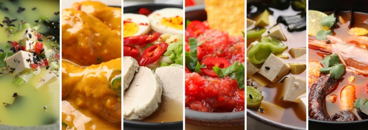 Image of Collection of different dishes with savory taste, collage