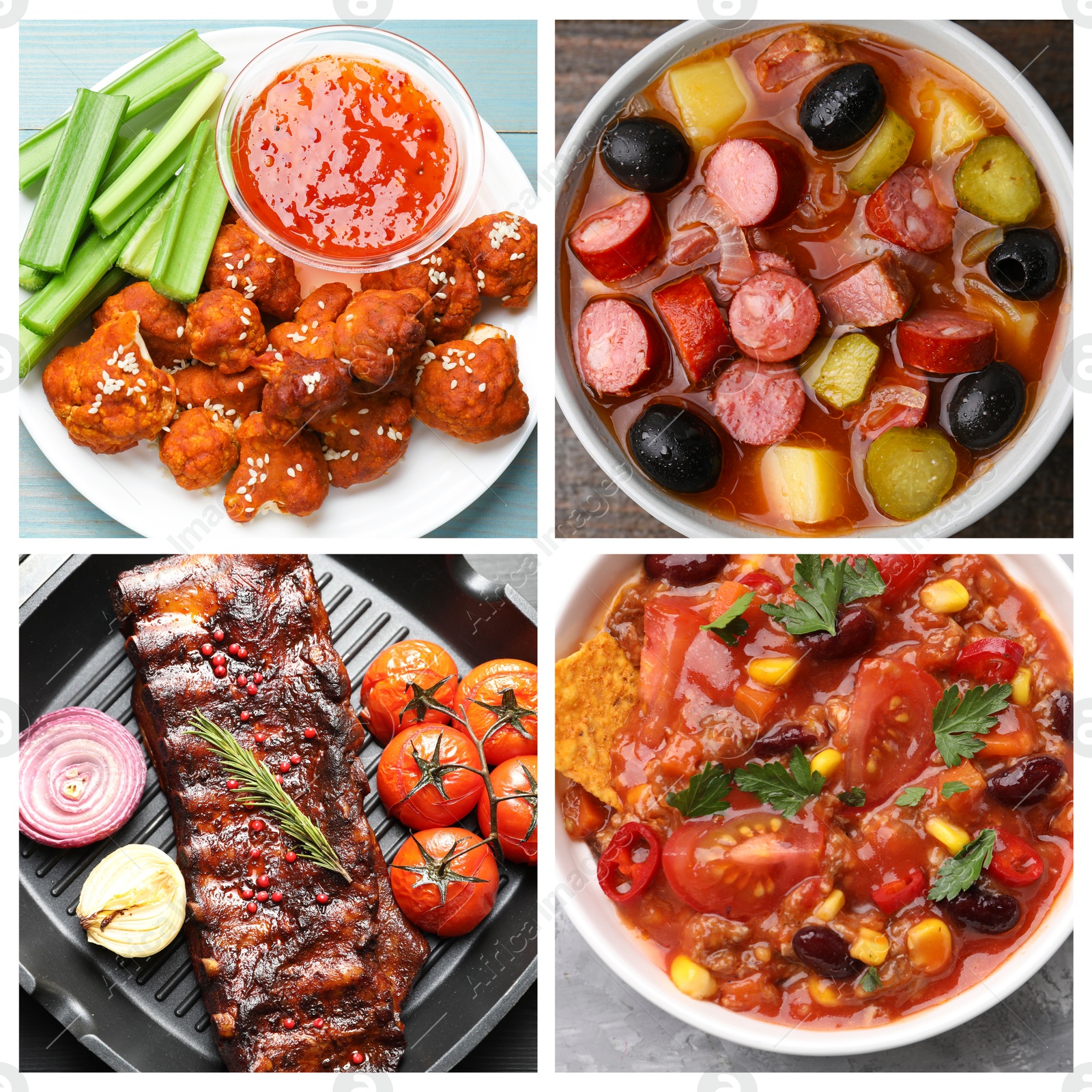 Collection of different dishes with savory taste, collage Image of Collection of different dishes with savory taste, collage
