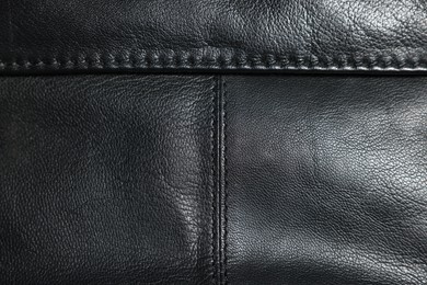 Photo of Texture of natural leather as background, top view