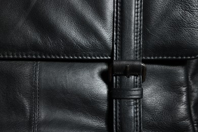 Photo of Texture of natural leather as background, top view
