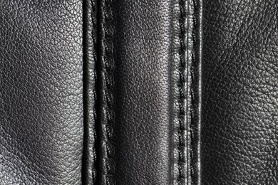 Photo of Texture of natural leather as background, top view