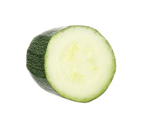 Photo of Piece of fresh ripe zucchini isolated on white