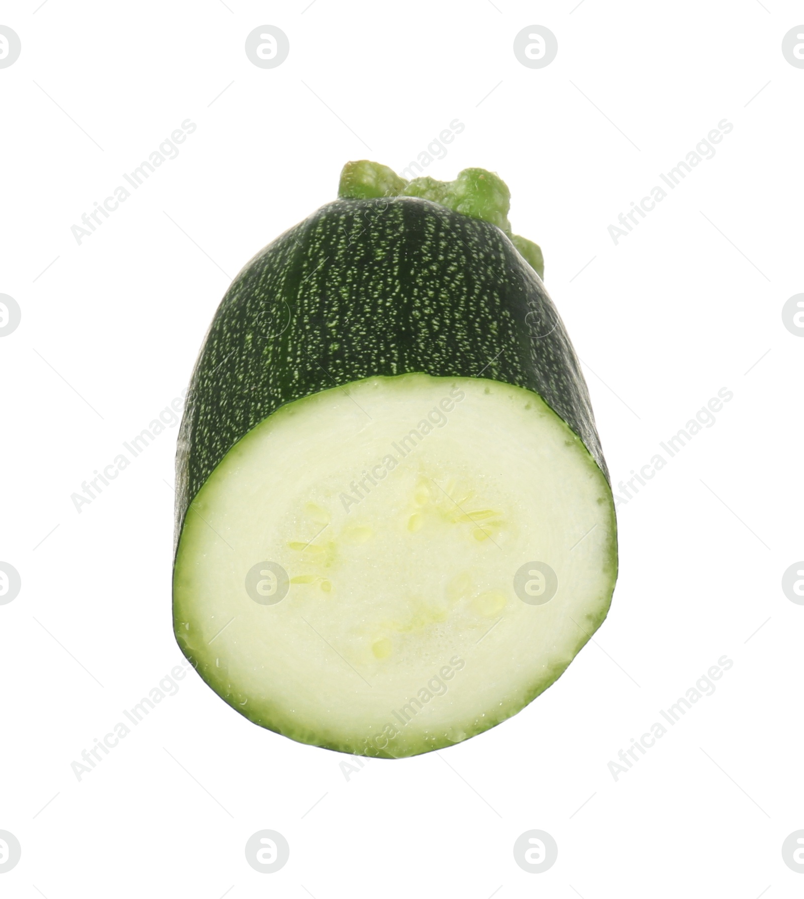 Photo of Piece of fresh ripe zucchini isolated on white