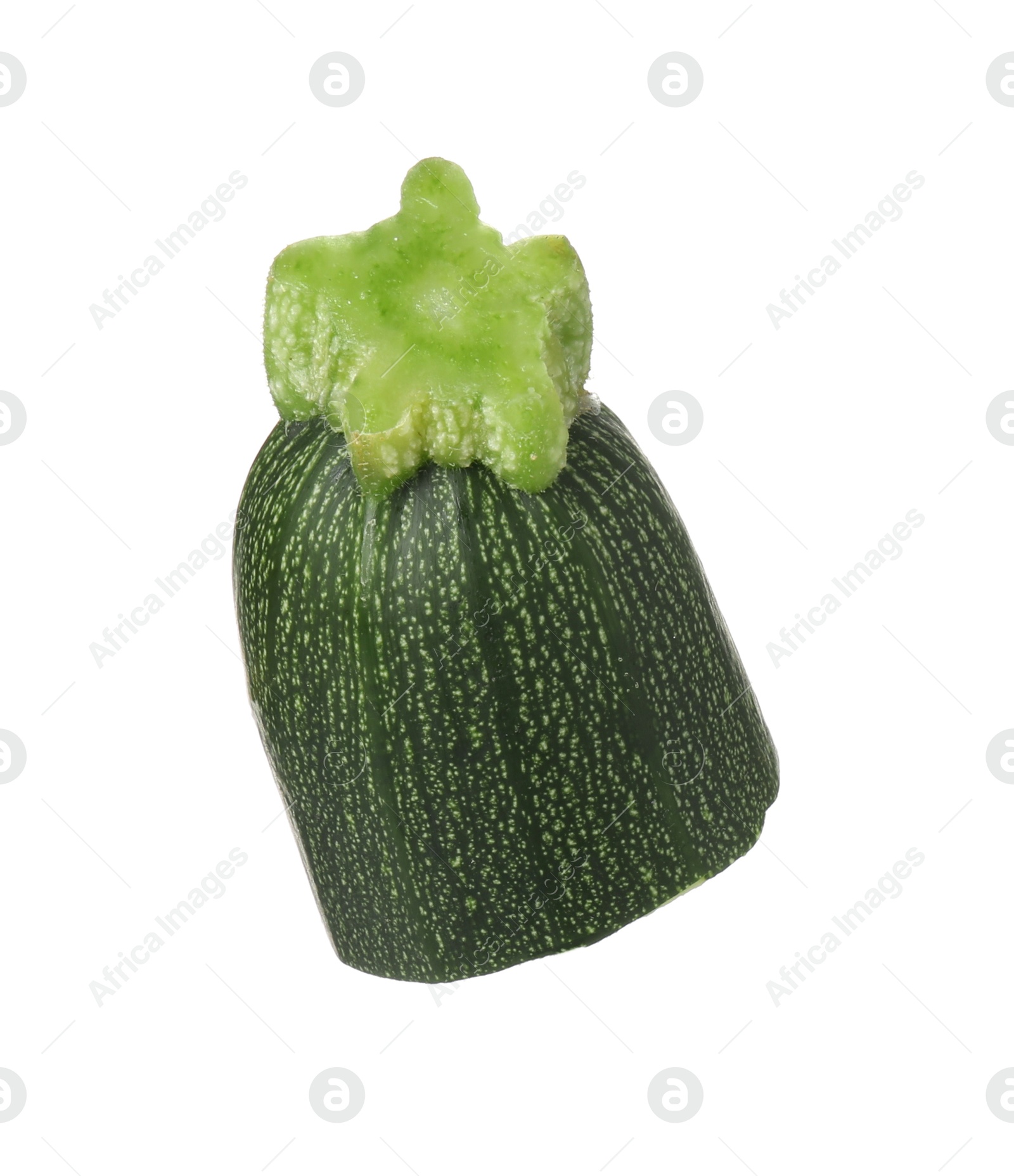 Photo of Piece of fresh ripe zucchini isolated on white