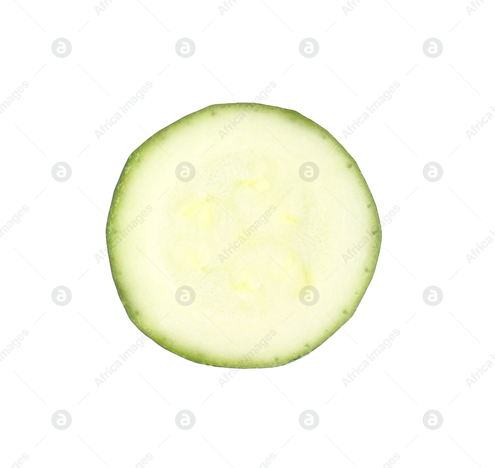 Photo of Slice of fresh ripe zucchini isolated on white