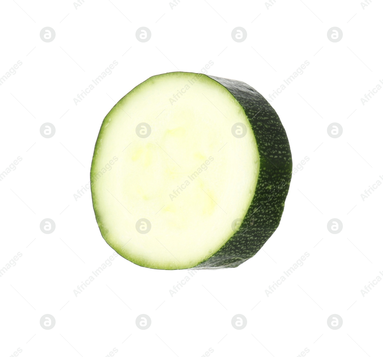 Photo of Slice of fresh ripe zucchini isolated on white