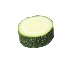 Photo of Slice of fresh ripe zucchini isolated on white