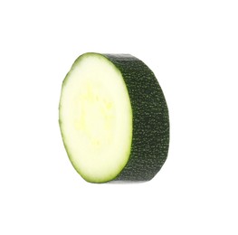 Photo of Slice of fresh ripe zucchini isolated on white
