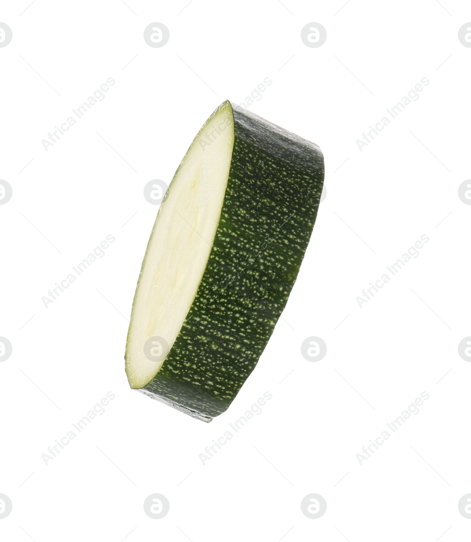 Photo of Slice of fresh ripe zucchini isolated on white