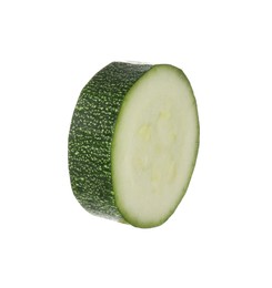 Photo of Slice of fresh ripe zucchini isolated on white
