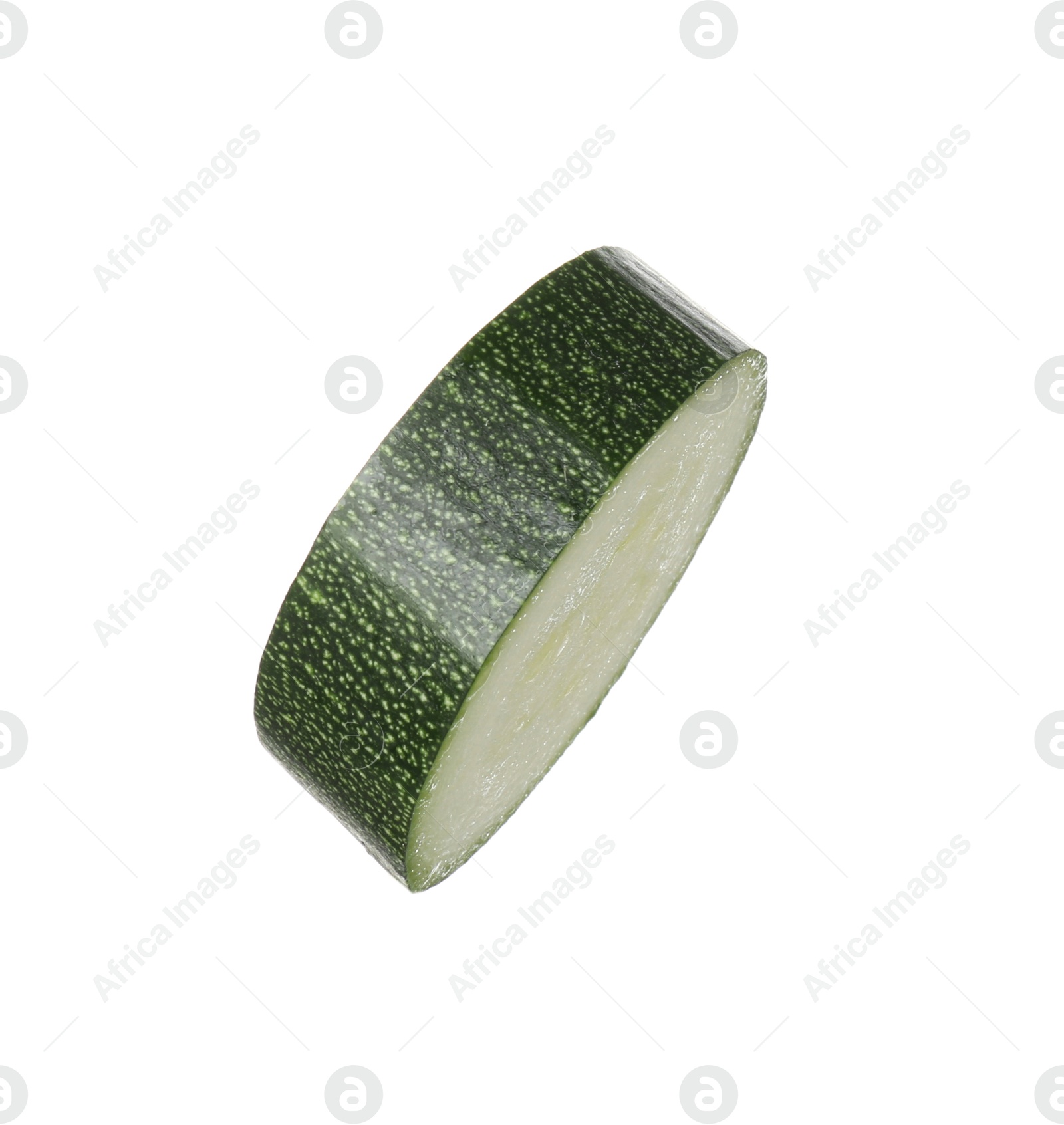 Photo of Slice of fresh ripe zucchini isolated on white