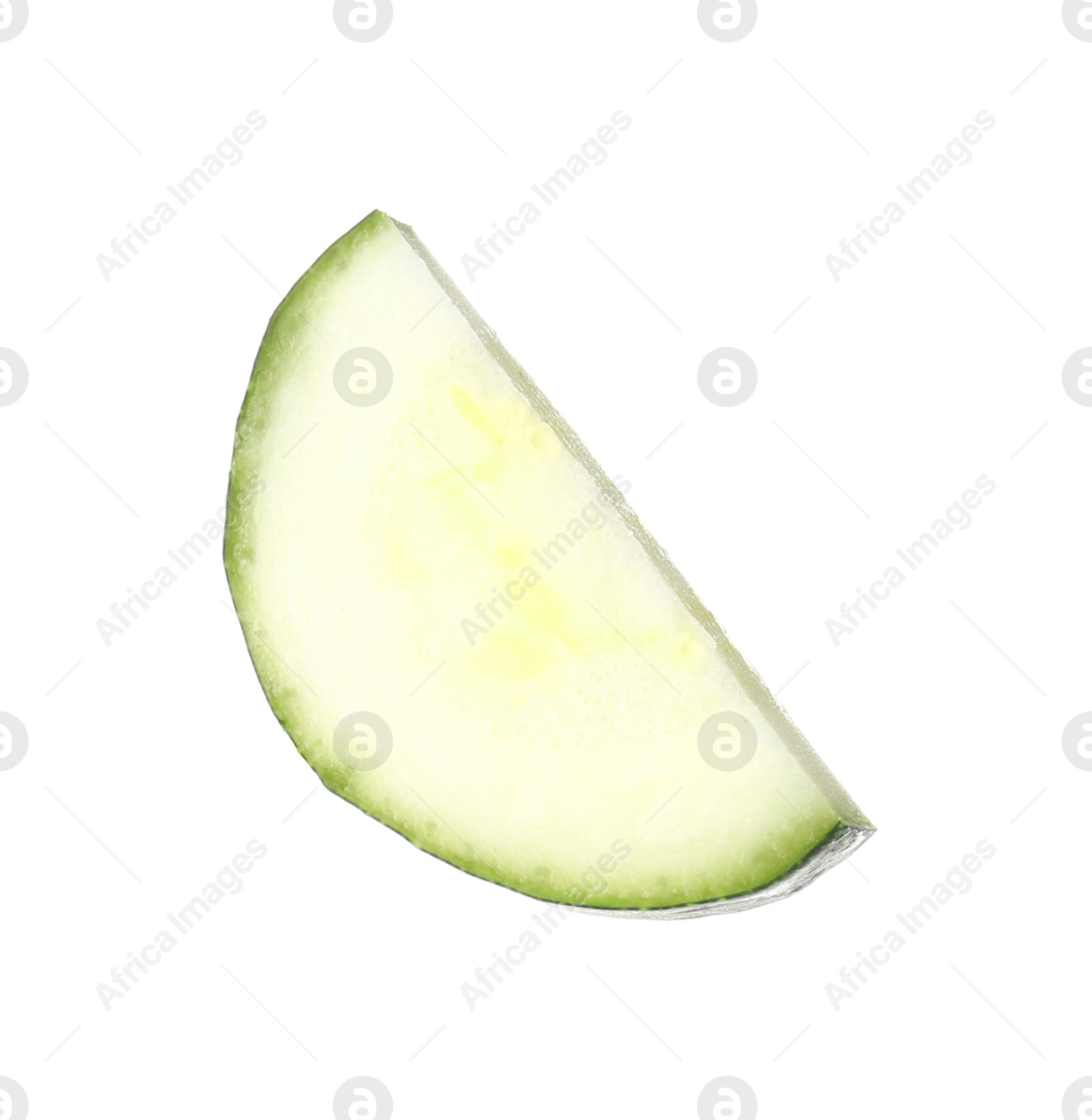 Photo of Slice of fresh ripe zucchini isolated on white