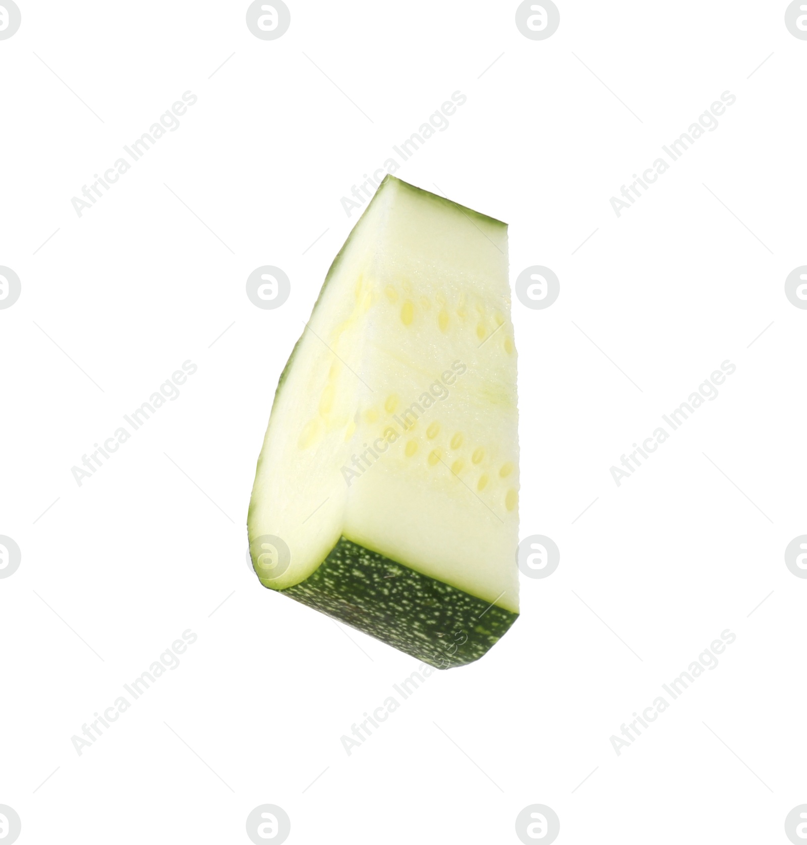 Photo of Slice of fresh ripe zucchini isolated on white