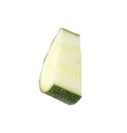 Photo of Slice of fresh ripe zucchini isolated on white