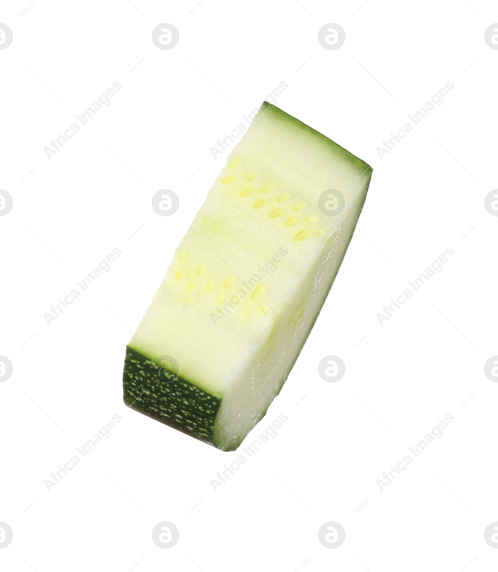 Photo of Slice of fresh ripe zucchini isolated on white