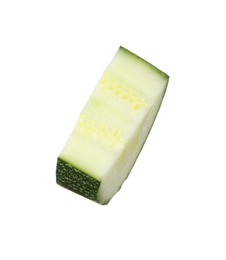 Photo of Slice of fresh ripe zucchini isolated on white