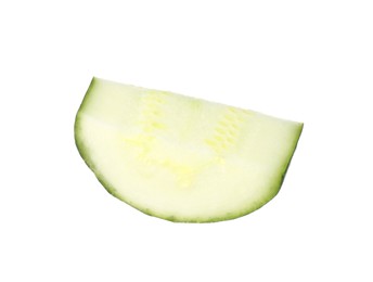 Photo of Slice of fresh ripe zucchini isolated on white