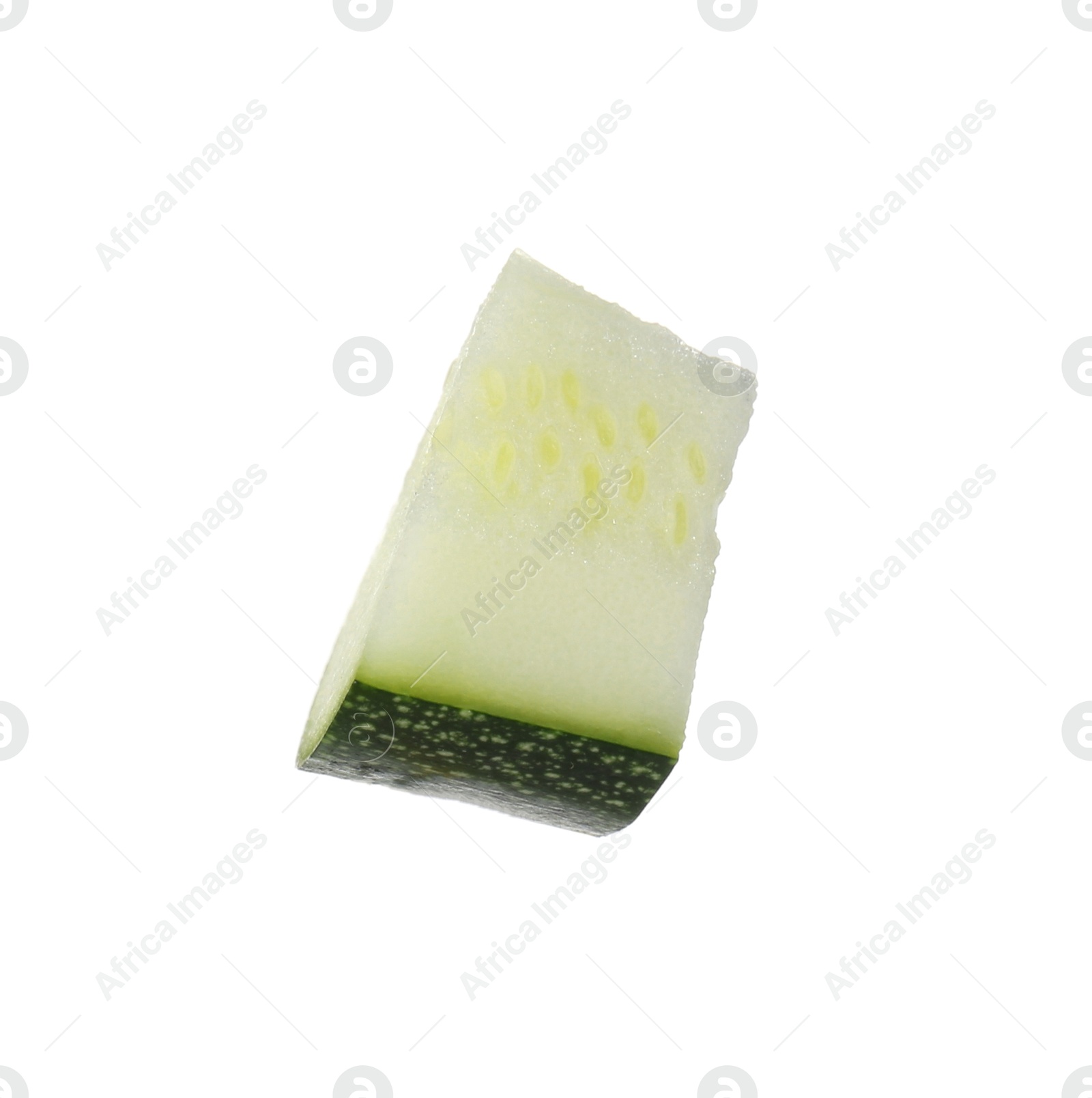 Photo of Slice of fresh ripe zucchini isolated on white