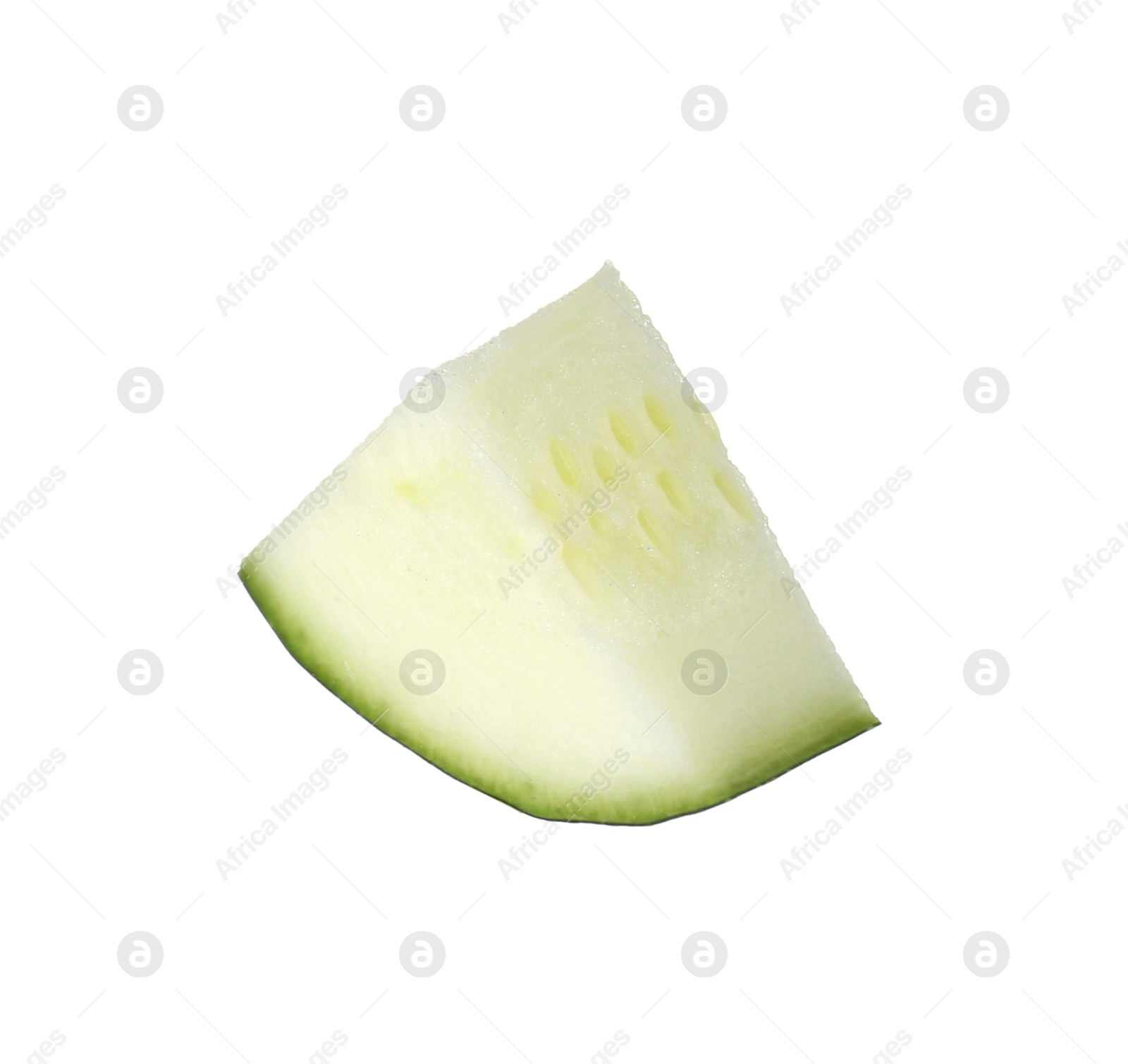 Photo of Slice of fresh ripe zucchini isolated on white