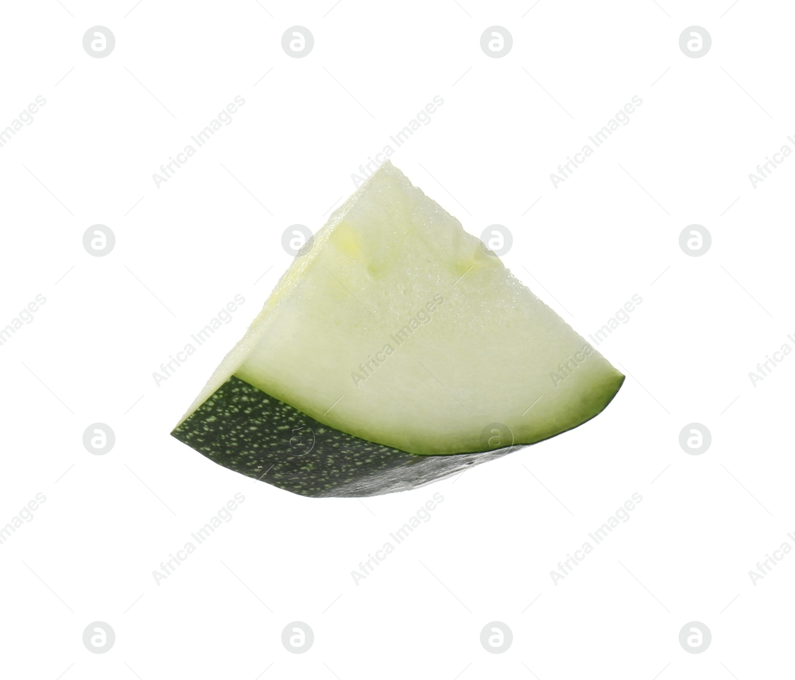 Photo of Slice of fresh ripe zucchini isolated on white