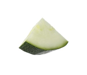 Photo of Slice of fresh ripe zucchini isolated on white