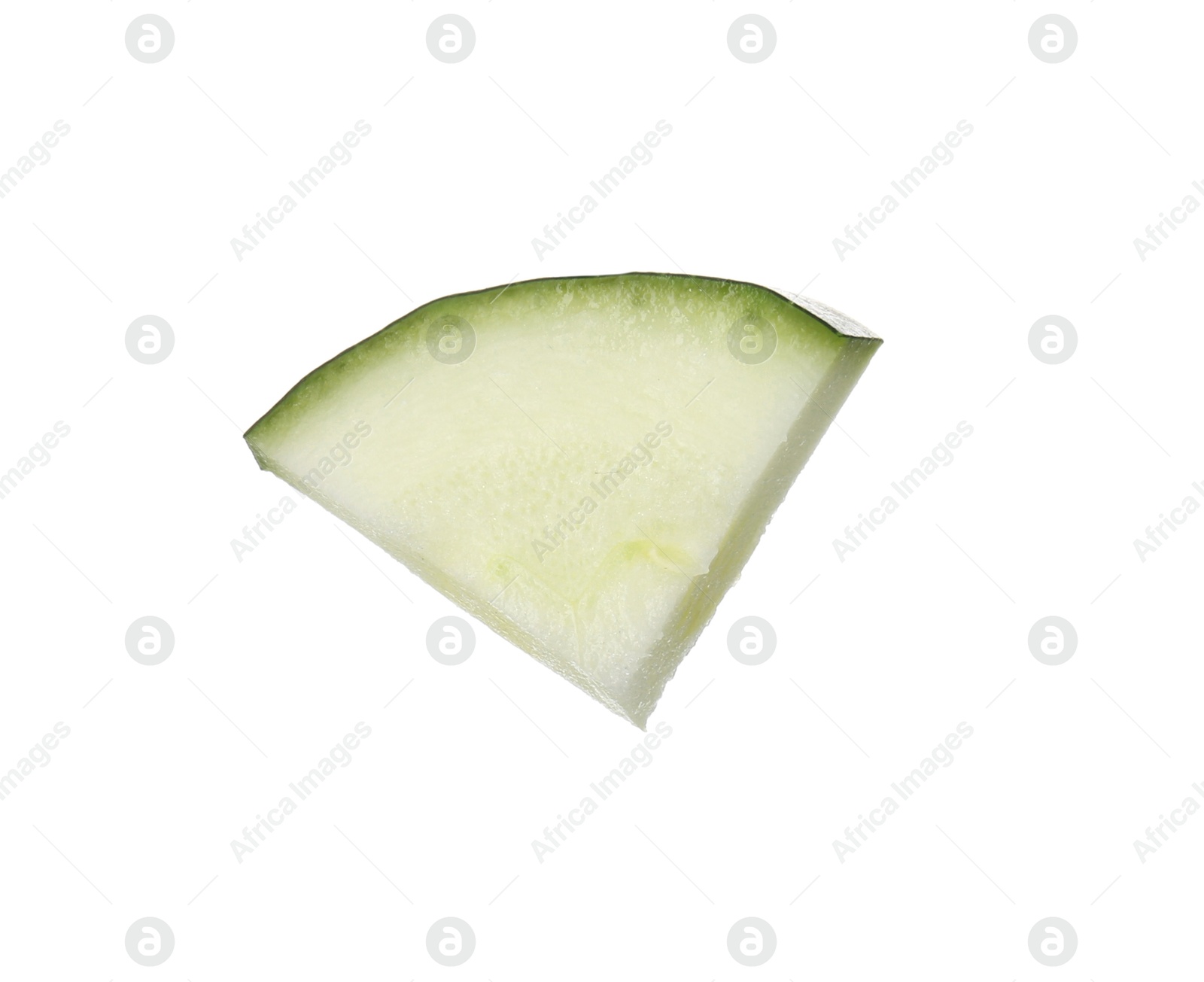 Photo of Slice of fresh ripe zucchini isolated on white