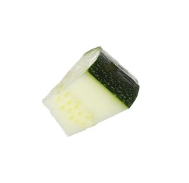Photo of Slice of fresh ripe zucchini isolated on white