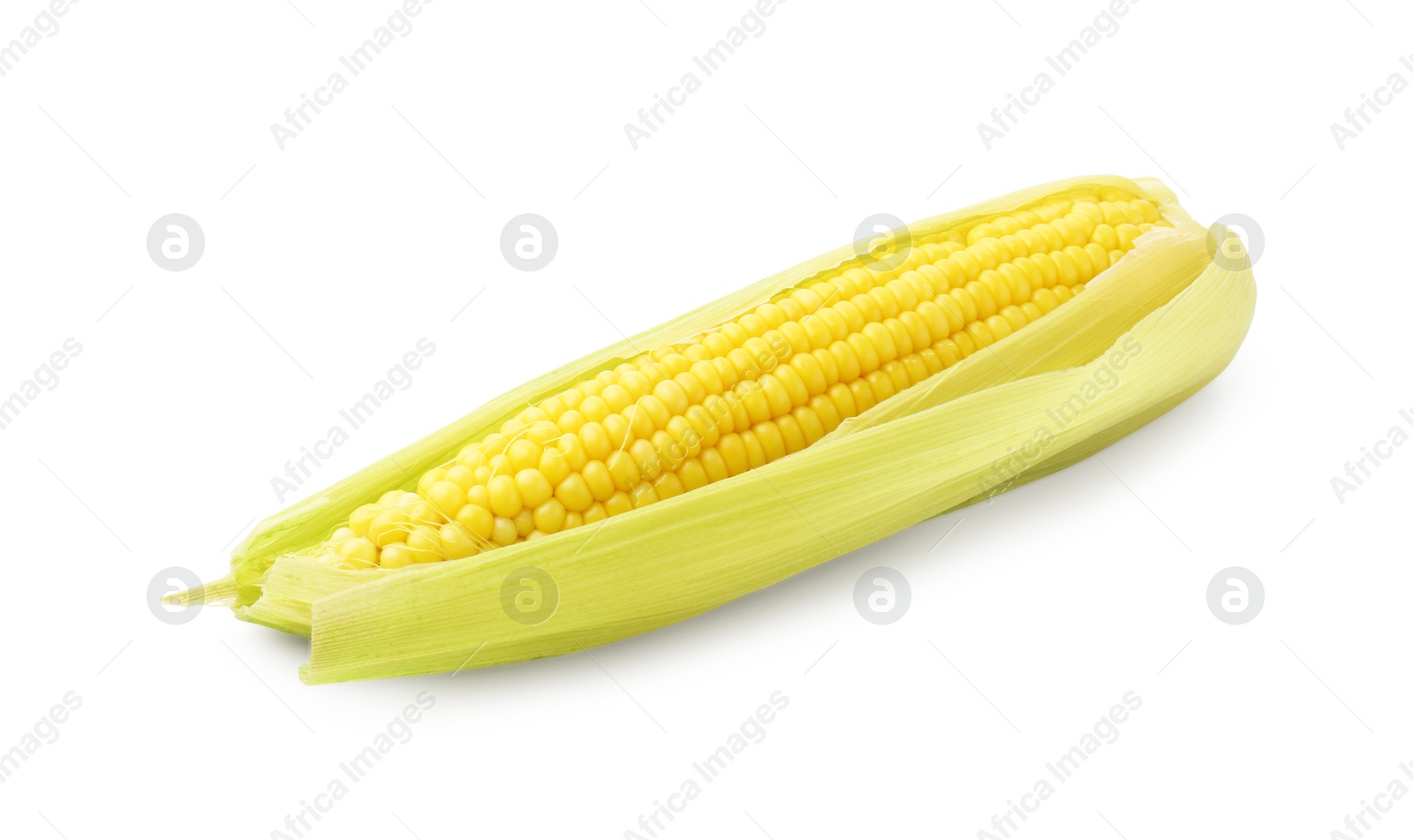 Photo of One tasty boiled corncob isolated on white