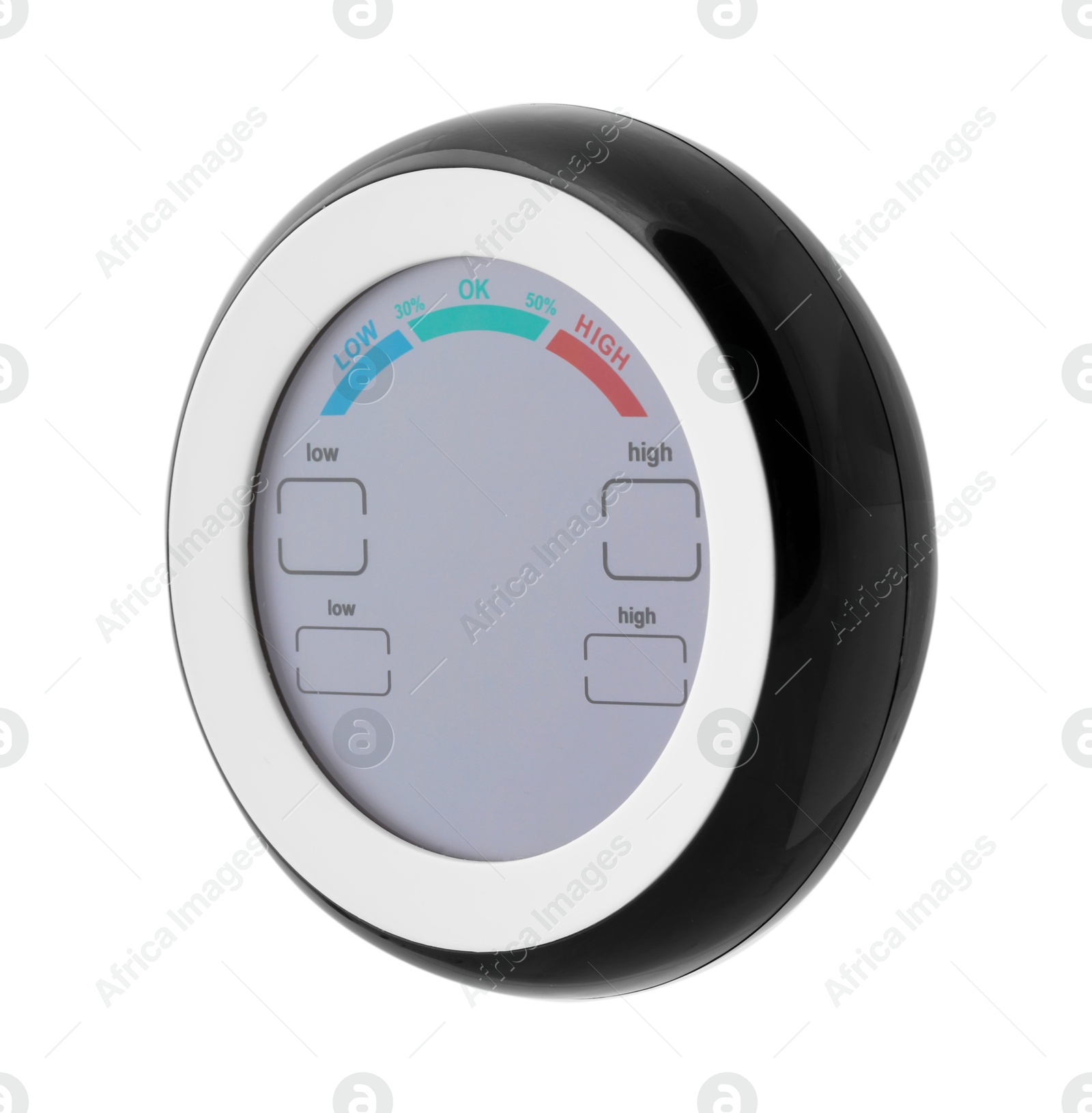 One hygrometer isolated on white. Smart home system Photo of One hygrometer isolated on white. Smart home system
