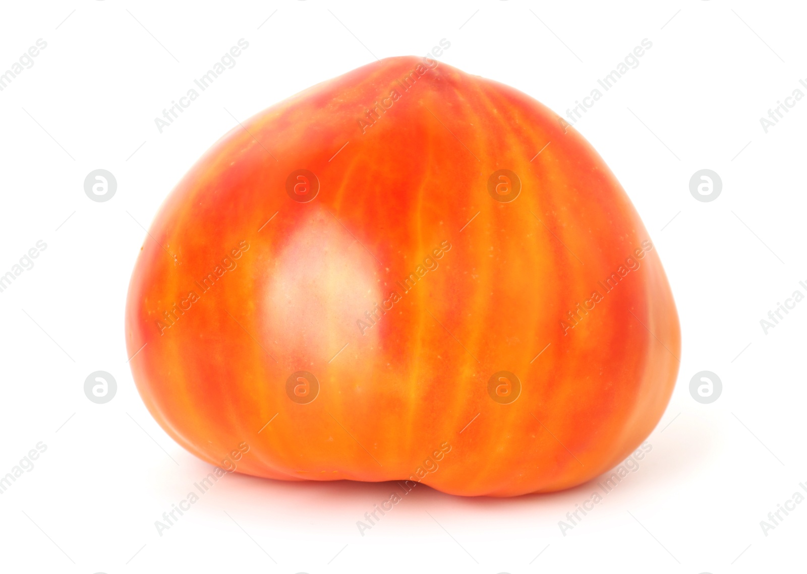 Photo of One ripe yellow tomato isolated on white