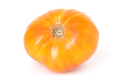 Photo of One ripe yellow tomato isolated on white