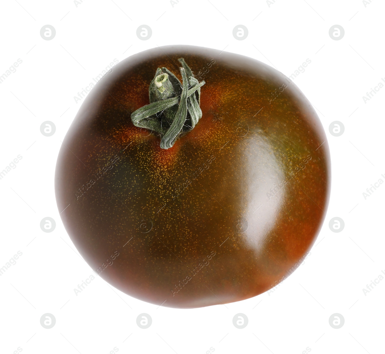 Photo of One ripe brown tomato isolated on white