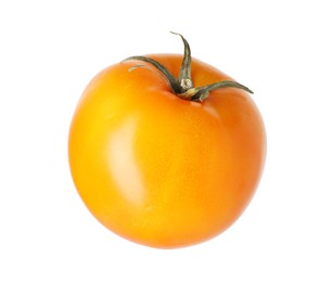 Photo of One ripe yellow tomato isolated on white