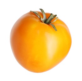 Photo of One ripe yellow tomato isolated on white