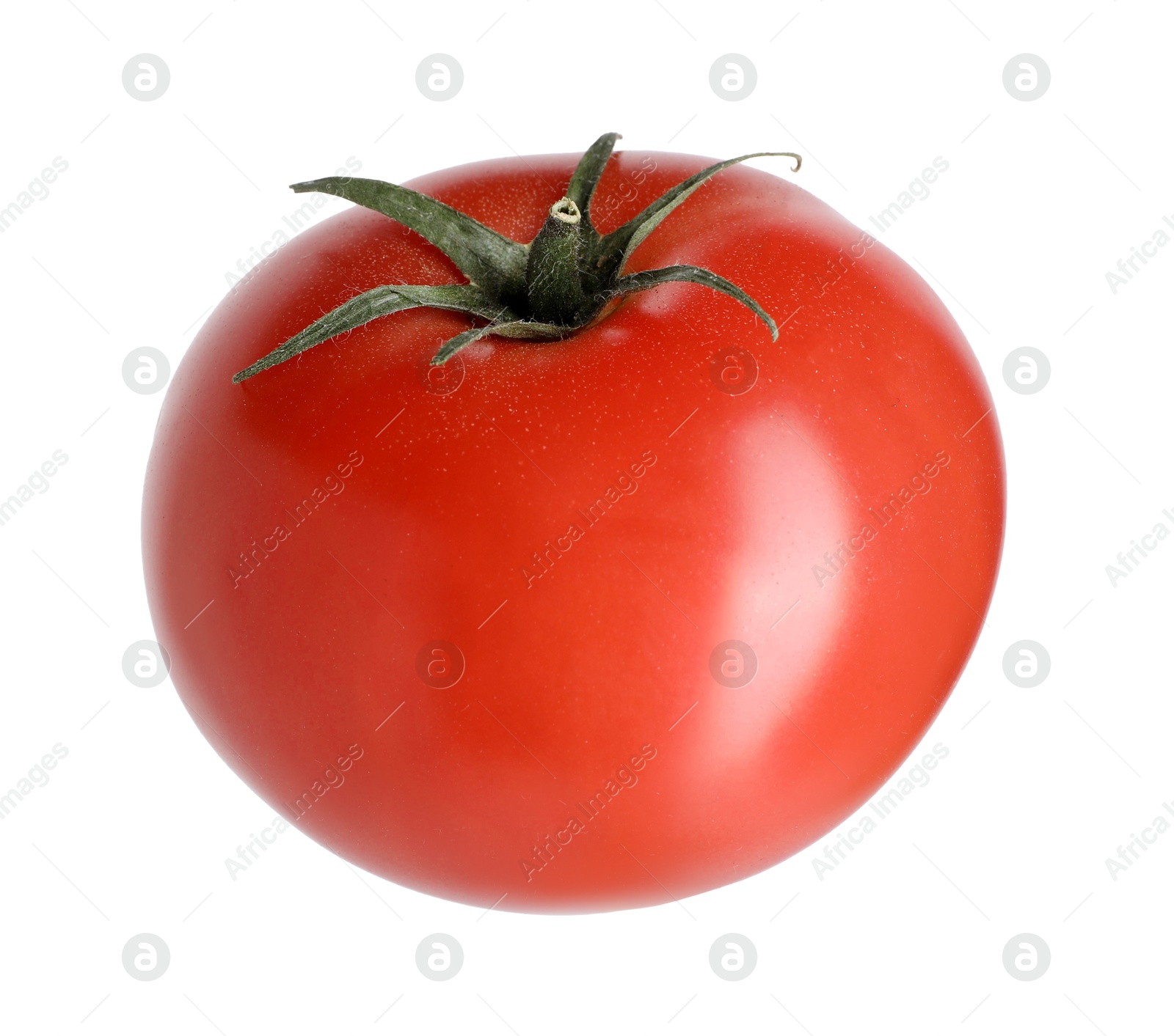 Photo of One ripe red tomato isolated on white