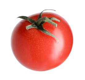 Photo of One ripe red tomato isolated on white