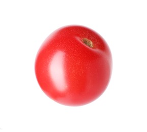 Photo of One ripe red tomato isolated on white