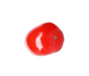 Photo of One ripe red tomato isolated on white