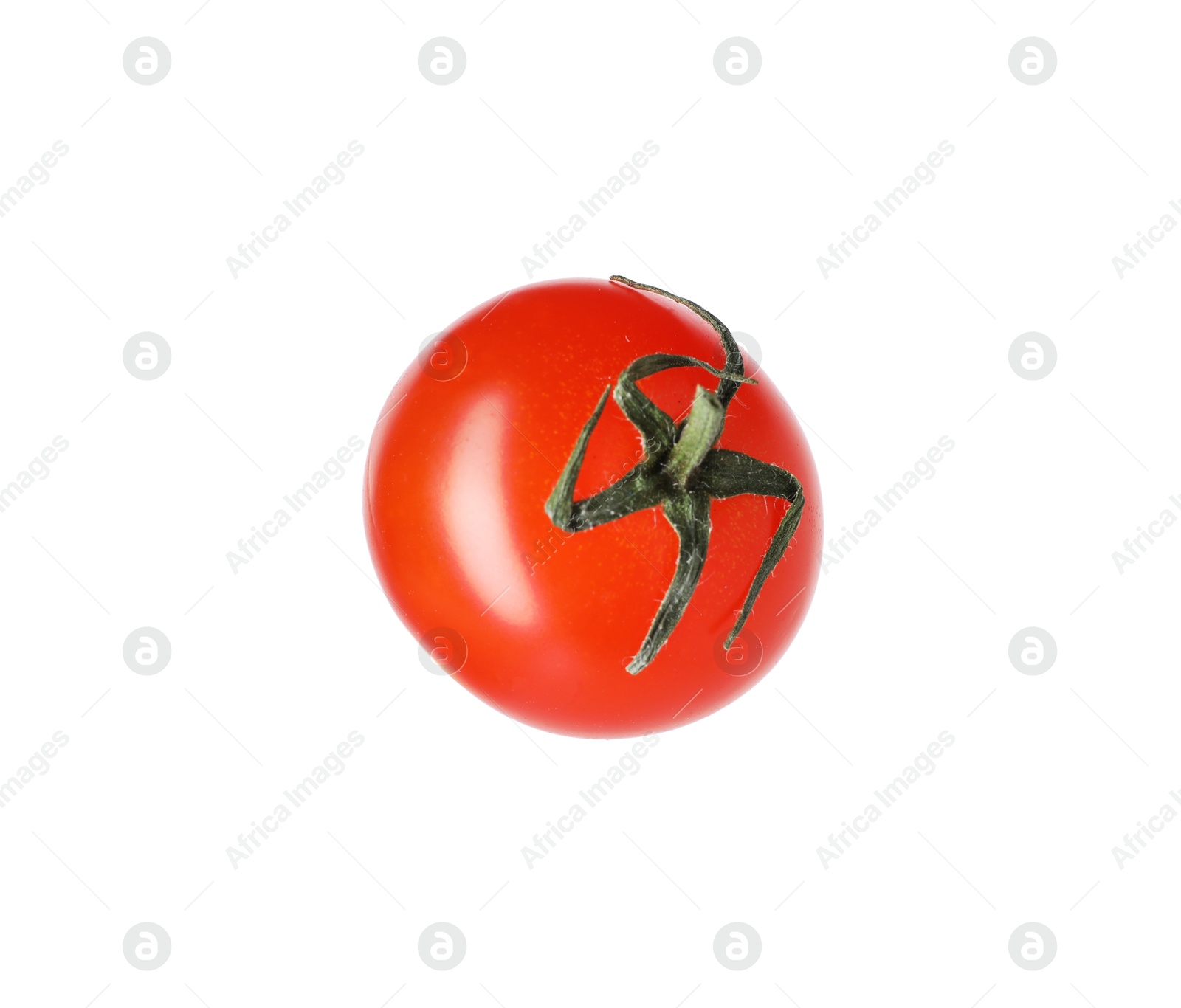 One ripe red tomato isolated on white Photo of One ripe red tomato isolated on white