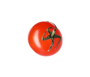 Photo of One ripe red tomato isolated on white