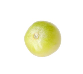Photo of One ripe green tomato isolated on white