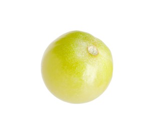 Photo of One ripe green tomato isolated on white