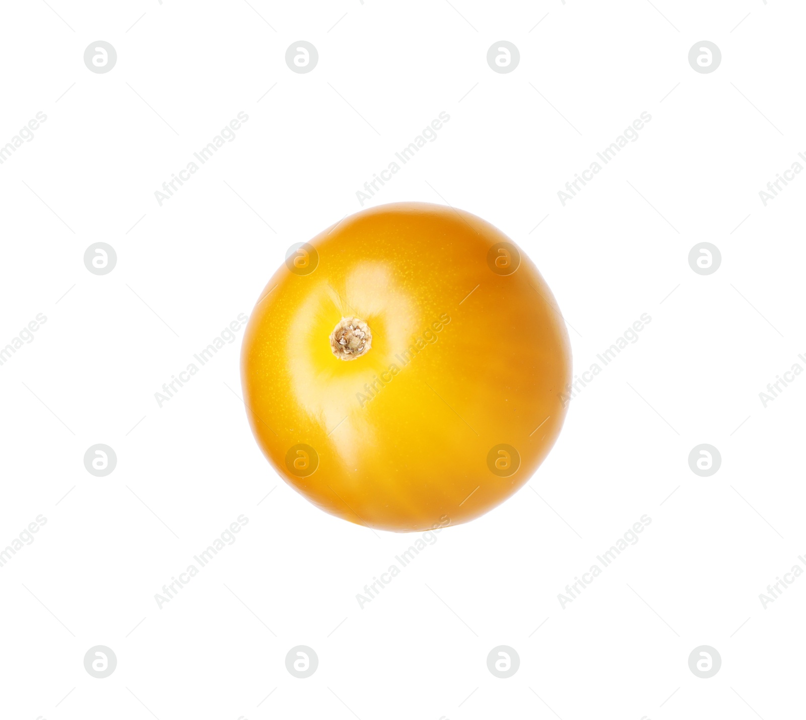 One ripe yellow tomato isolated on white Photo of One ripe yellow tomato isolated on white