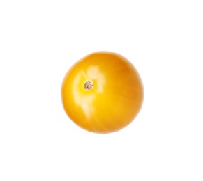 Photo of One ripe yellow tomato isolated on white