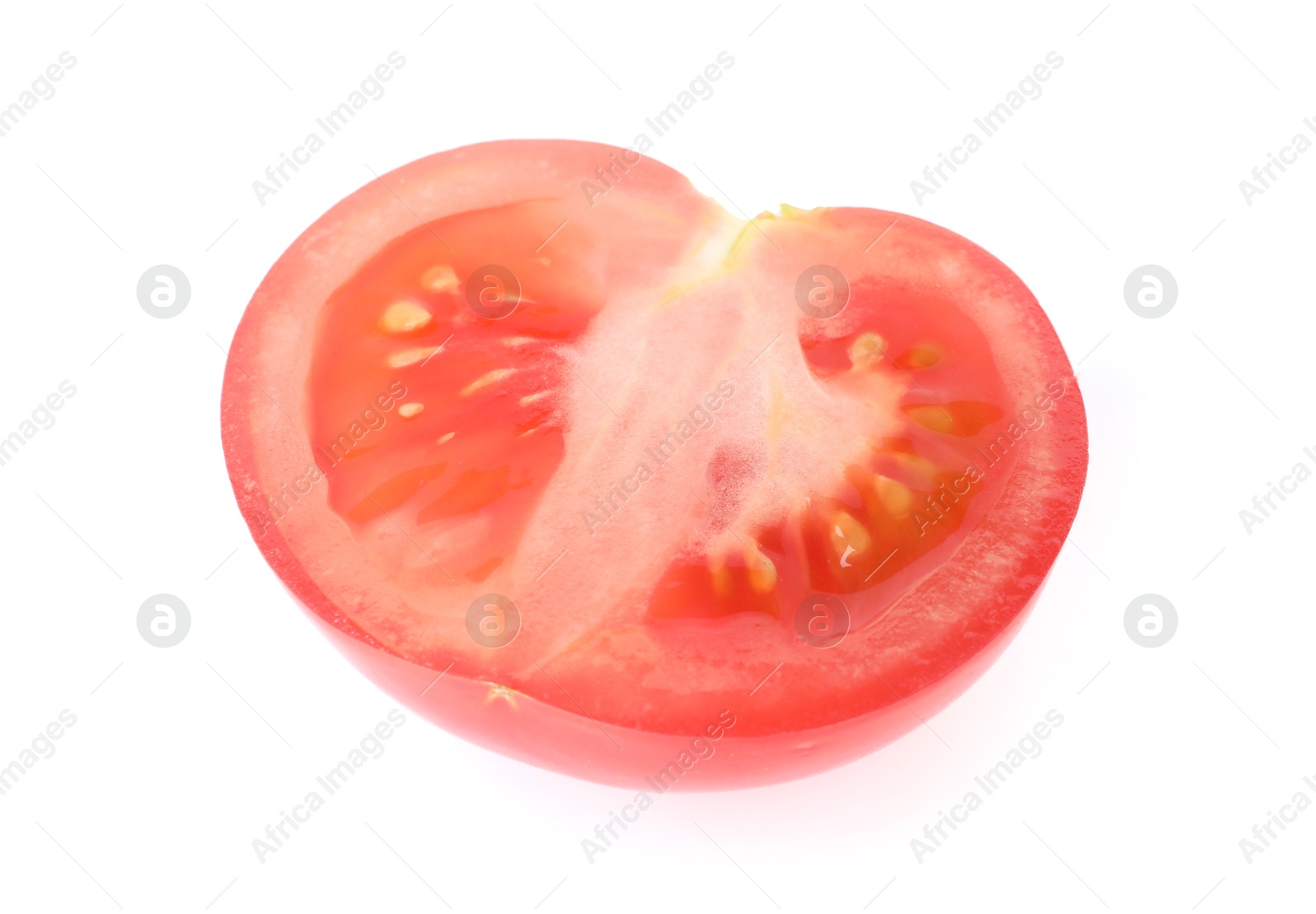 Photo of Piece of ripe red tomato isolated on white