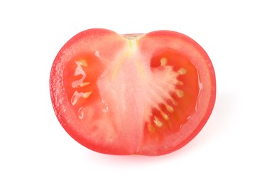 Photo of Piece of ripe red tomato isolated on white