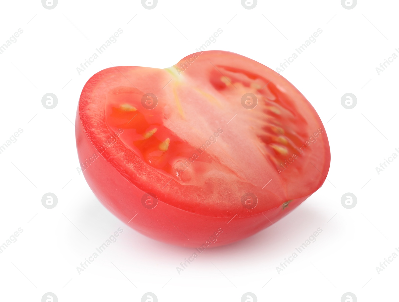 Photo of Piece of ripe red tomato isolated on white