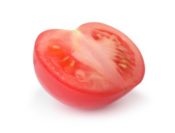 Photo of Piece of ripe red tomato isolated on white